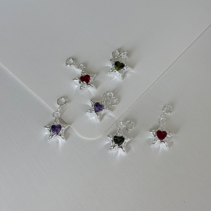 Jewelry Making In La - 925 zilveren hanger, sterbedel, hartvormige zirkoon,